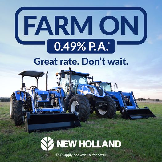 🔵🔵 EOFY SALE ON NOW 🔵🔵
New Holland recognises the pressures farmers are currently under so we are giving you unbeatable finance offer of 0.49% across their 25 – 300hp range of tractors for this financial year so you can FARM ON! (1/3)