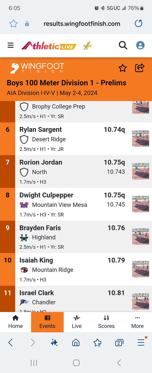 Congrats to Dwight Culpepper, runs a PR of 10.75 to get into finals Saturday! Moves into the top 4 in Mtn View history! Dual sport athlete! @MVToro_Football @MVTtrack_field @MVTOROS_AD