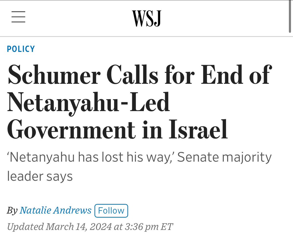 Two months ago Schumer was suggesting Netanyahu should be removed from power.