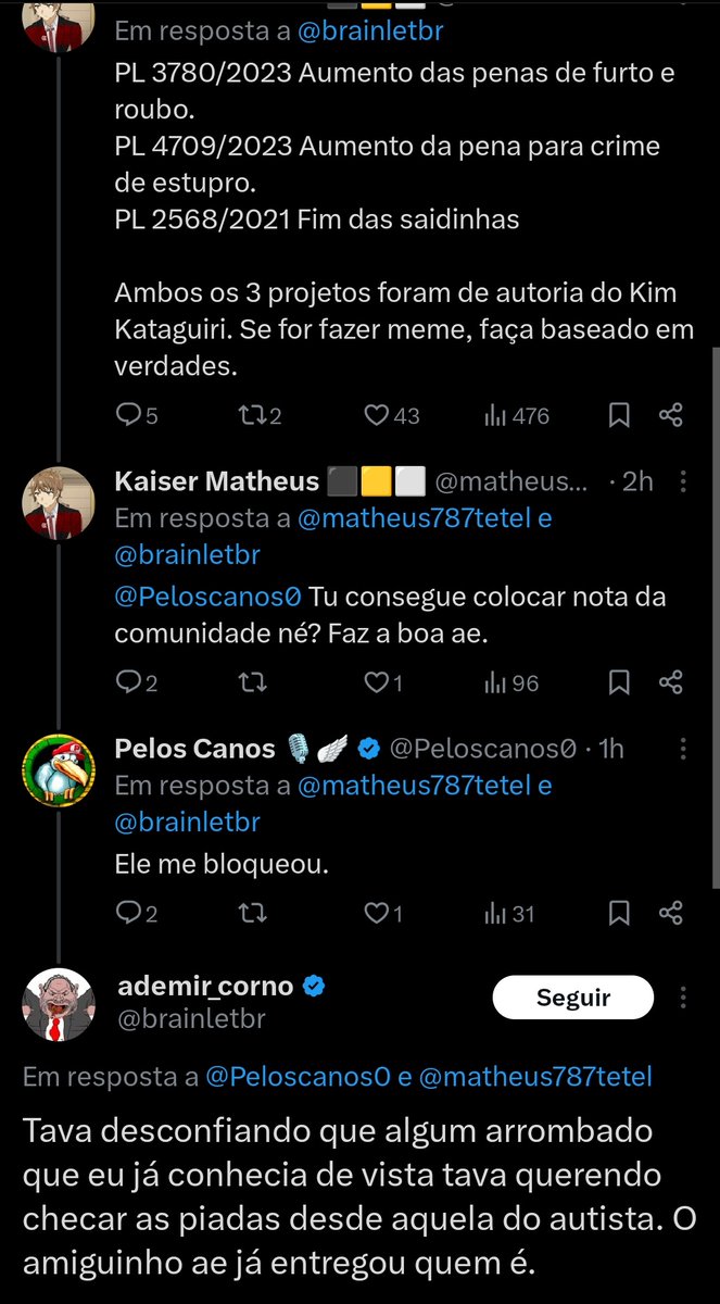 O cara espalha desinformação e chama de piada kkkkkk Patético @brainletbr