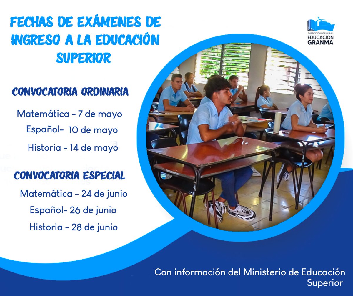 Desde #EducaciónGranma les deseamos muchos éxitos, a todos nuestros estudiantes. #CubaMined @DiazCanelB @DrRobertoMOjeda @CubaMined @btan0987 @ortiz_uriarte @YudelkisOrtizB