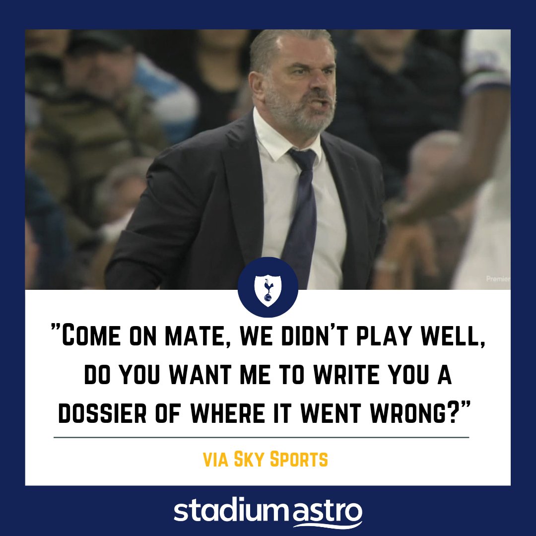Ange Postecoglou snaps back after being questioned about his half-time message. With only a game in hand and trailing by 7 points behind 4th place Aston Villa, the road to securing a Champions League spot becomes more challenging for Spurs. #AstroEPL #PremierLeague #CHETOT