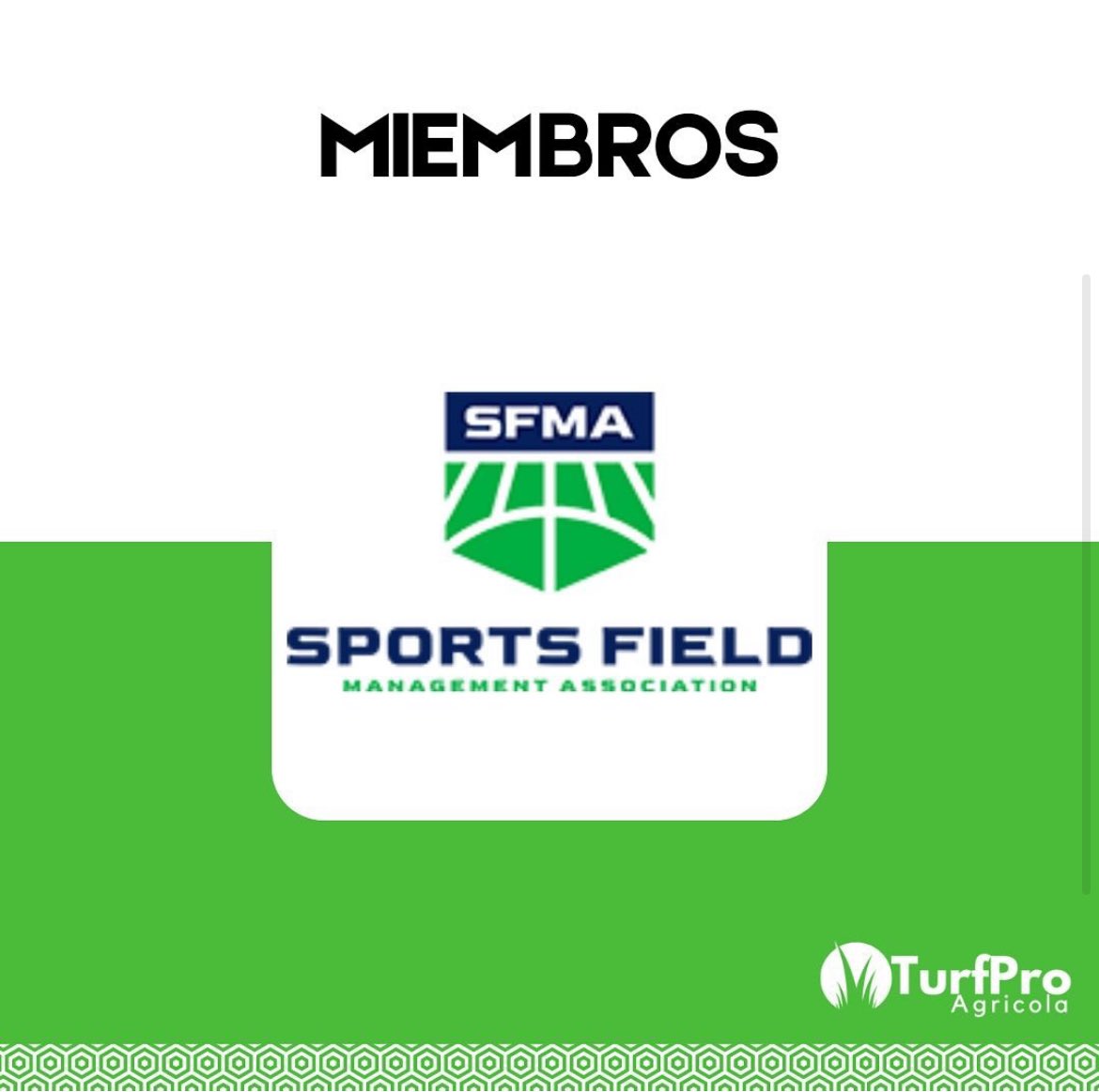 Turfproagricola's tweet photo. Somos miembros de “Sports Field Management Association” el cuál garantiza que trabajamos bajo los estándares internacionales de mantenimiento de césped deportivo #elmejorcespeddeelsalvador https://t.co/PD4U8ibNAk