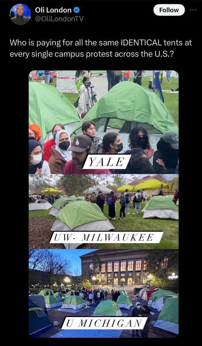 It’s all a psyops. Who’s paying for the same coloured tents. Is this a white hats production.