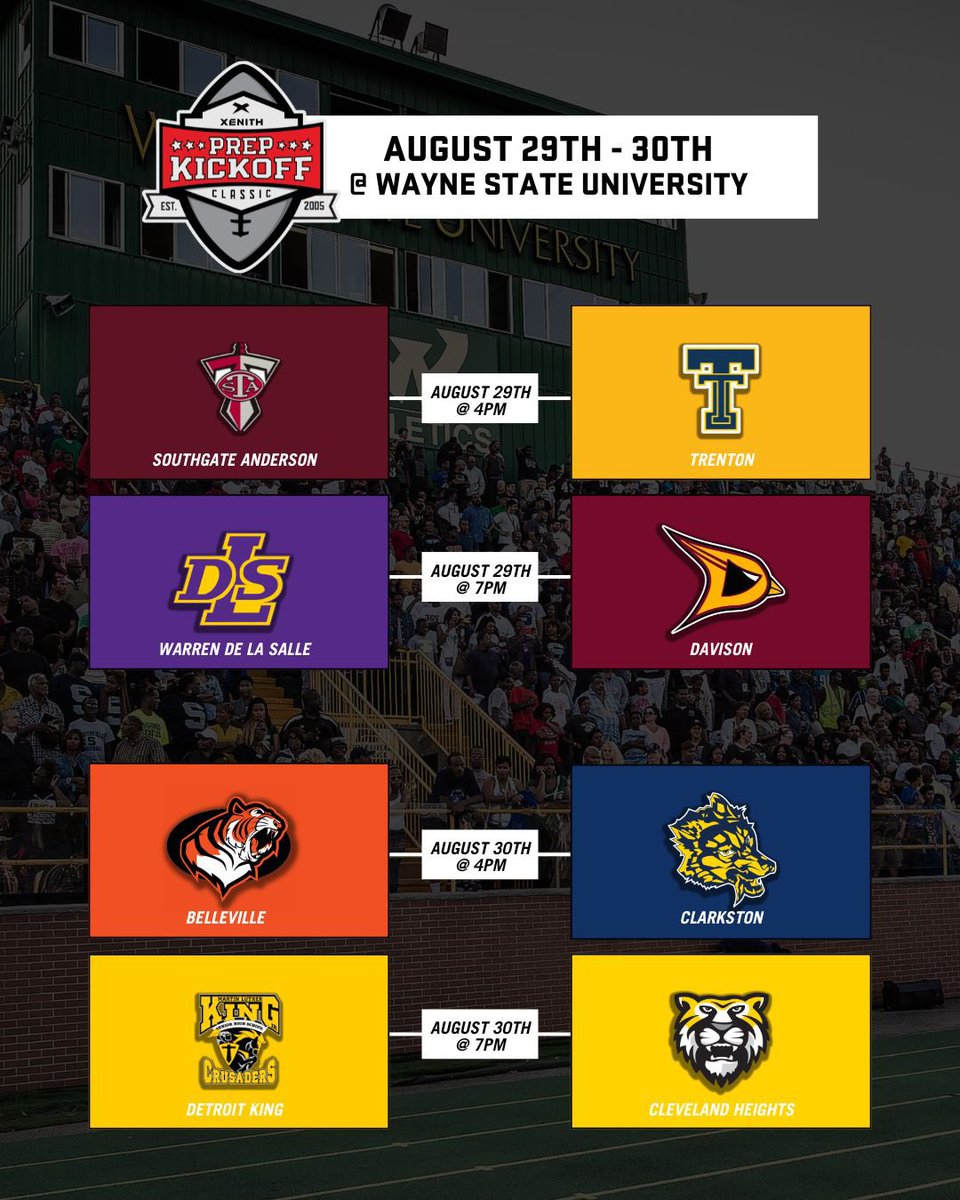 It’s on!!!! 2024-25 Prep Kickoff Classic! We’re back at Wayne State WEEK 1 with some of the top teams in the state!! Let’s GOOO!!! @DavCardFootball #DavisonMadeFootball💪 #JYD