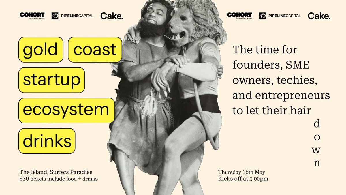 💥 Calling on techies, founders, startup supporters, and anyone else who wants to have a good time. 

Join us for the GC Startup Ecosystem Drinks on Thurs 16th May at 5pm at The Island 🍻

There's only a few more tickets left! 🎟️ events.humanitix.com/gold-coast-eco…