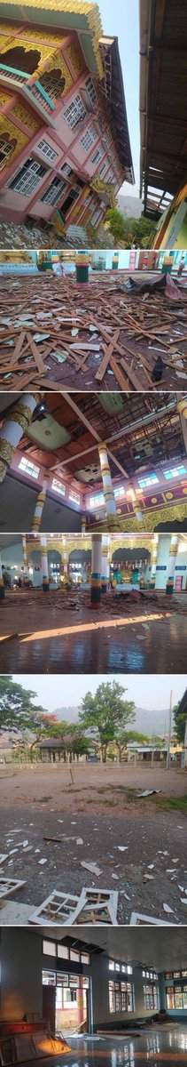 #PNLO #PNLA insurgents drone dropped DroppedBombs over monastery in Pinlaung twsp. Caused structural damages. #WhatsHappeingInMyanmar