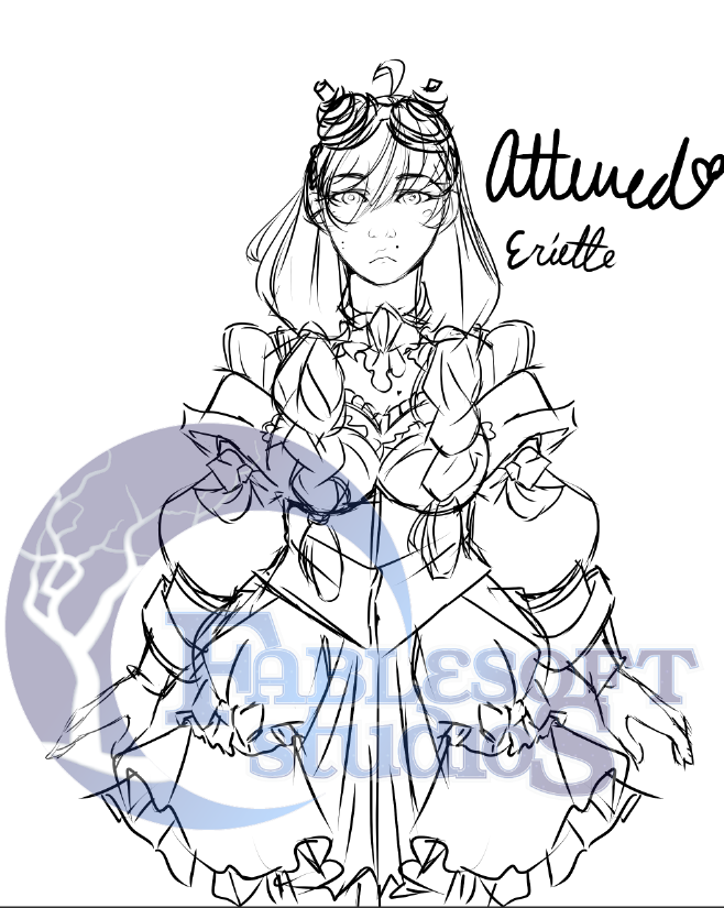 First mc concept for <a href="/FablesoftVNs/">Fablesoft Studios</a> entry for #otomejam 2024! Her name is Eriette.