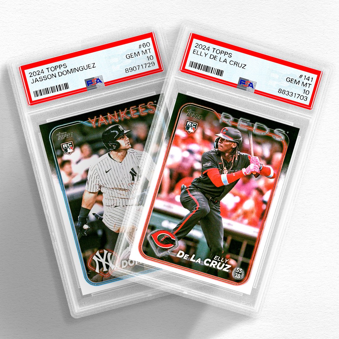 𝘽𝙔 𝙏𝙃𝙀 𝙉𝙐𝙈𝘽𝙀𝙍𝙎 📊 The two most-graded baseball cards at PSA in April were the 2024 Topps base RCs of Elly De la Cruz and Jasson Dominguez. With condition sensitivity due to the design's black borders on paper stock, so far 53% of De La Cruz copies submitted have…
