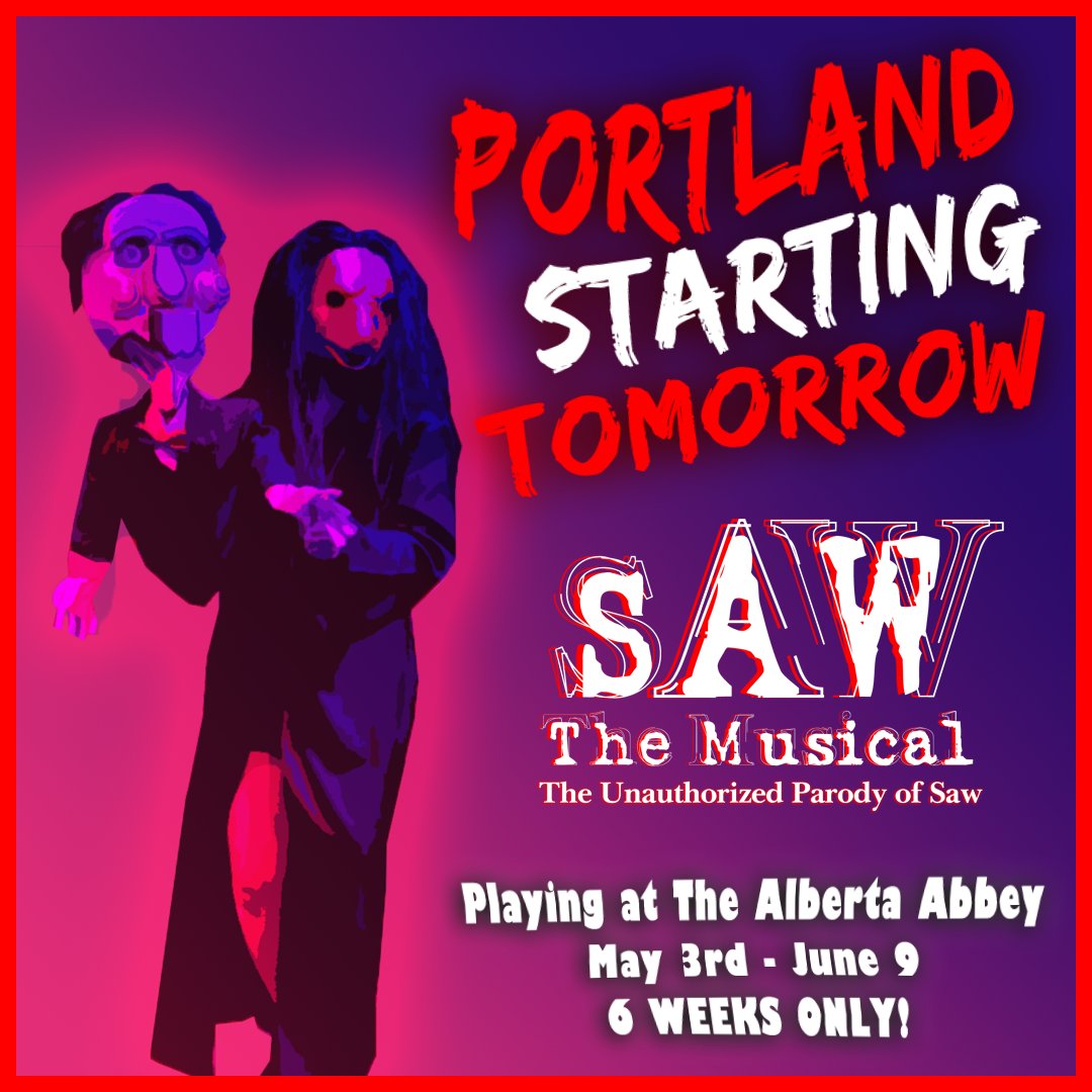 See what dates work best for you at sawthemusical.com/national-tour and get your tickets now BEFORE IT'S TOO LATE! #SAWTheMusical #Saw #Portland #MusicalTheatre #NationalTour