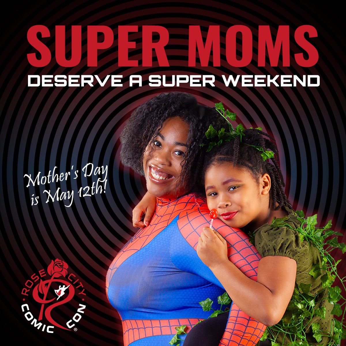 📢 Heads up! Mother's Day is May 12th, and if you need a SUPER gift for your 🦸 SUPER mom, consider a badge to #RCCC! Trust us, she's gonna LOVE it! 🎟️ >> rosecitycomiccon.com/badges