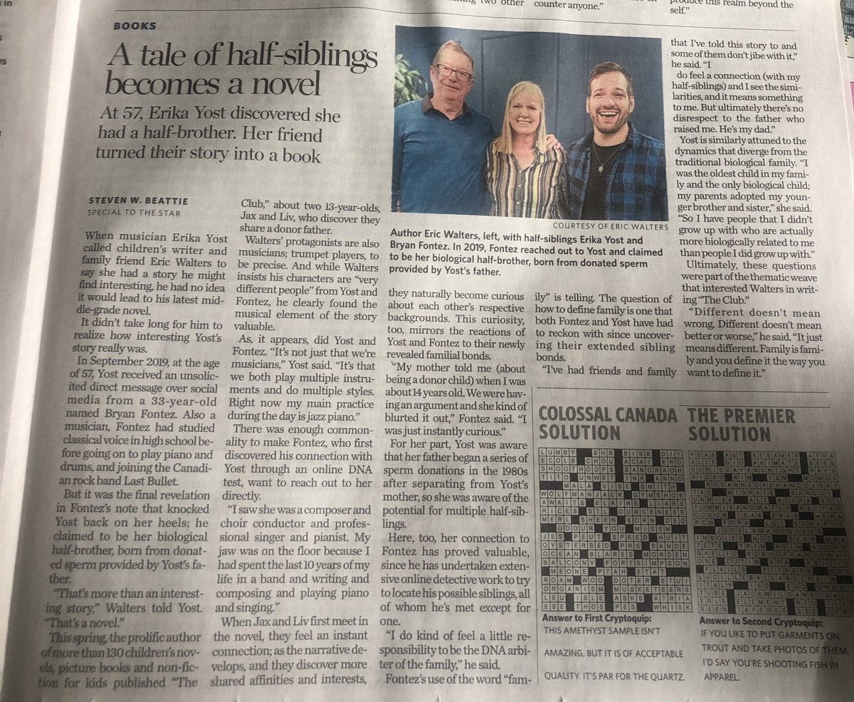 Wonderful article in the ⁦@TorontoStar⁩ this past Saturday about my newest book The Club! ⁦@dcbyoungreaders⁩ ⁦@CANSCAIP⁩ ⁦@ONLibraryAssoc⁩ ⁦@debdundas⁩