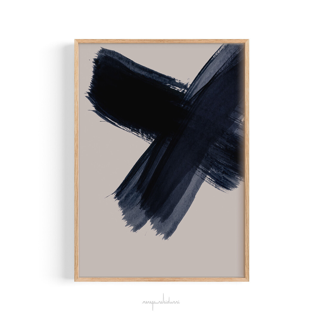 Strokes 5 | Indigo Brush on Neutral by Menega Sabidussi @society6 Expressive, gestural, brush stroke painting in dark blue indigo on a neutral background. #wallart #poster #prints #framedprint #japandi #scandi #society6   society6.com/art/strokes-5-…