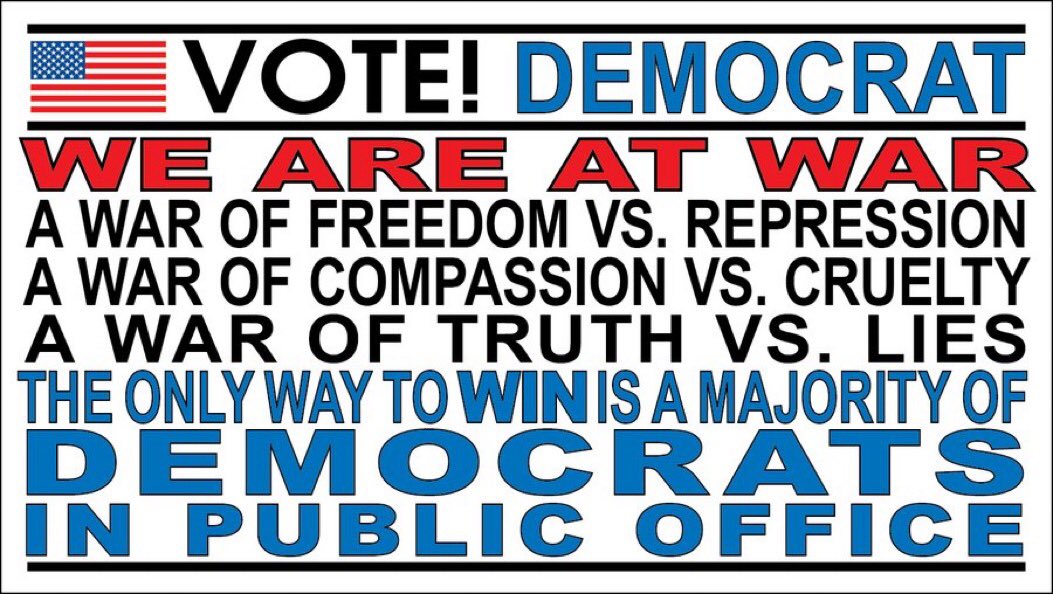 Vote R for insanity, fascism, and chaos

Vote D for sanity, democracy, and progress

#DemVoice1 
#VoteBlueToSaveAmerica