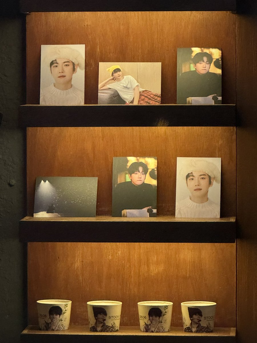 inside INB100's birthday cafe, STOCK:0506 💛 you'll see a beautiful postcards of Baekhyun being displayed, and look at his Manila photo omg 😭💛