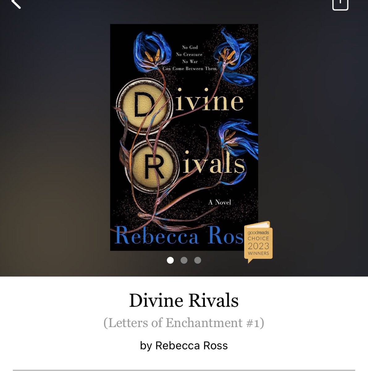 Diving Rivals by Rebecca Ross 

#DivineRivals by #rebeccaRoss #6280 #42chapters #357pages #429of400 #Sereis #audiobook #66for17 #Book1of2 #Lettersofenchantmentseries #april2024 #clearingoffreadingshelves #whatsnext #readitquick