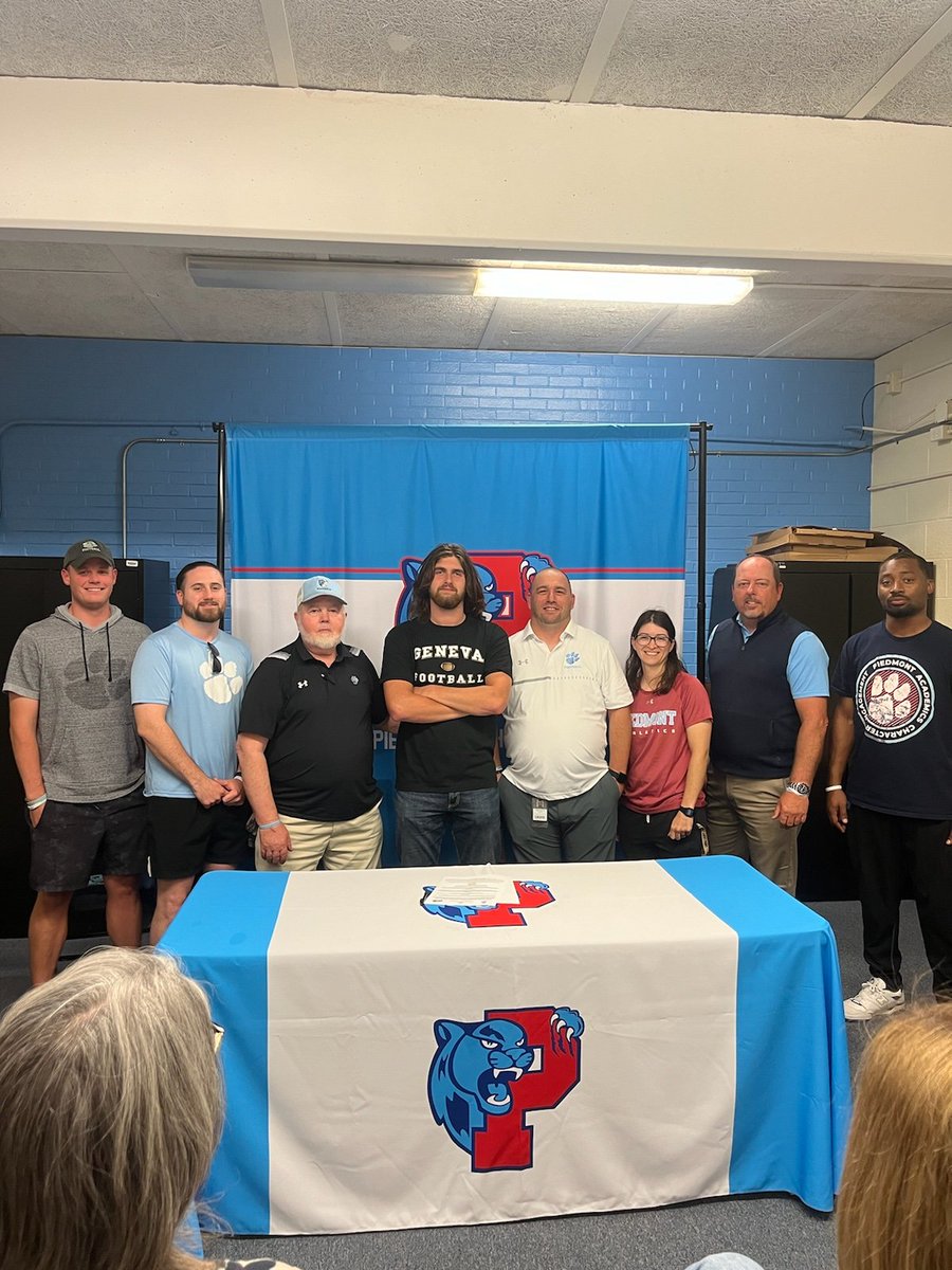 Congrats to @lmmckee05 on signing to go play at the next level for @GenevaCollegeFB Go continue to make Piedmont proud!