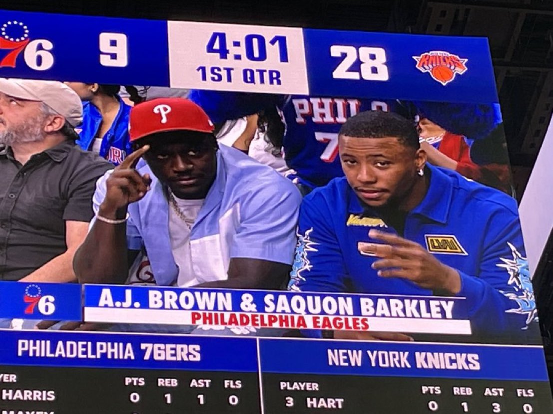 AJ Brown and Saquon Barkley at the Sixers game 👀🔥

#FlyEaglesFly
