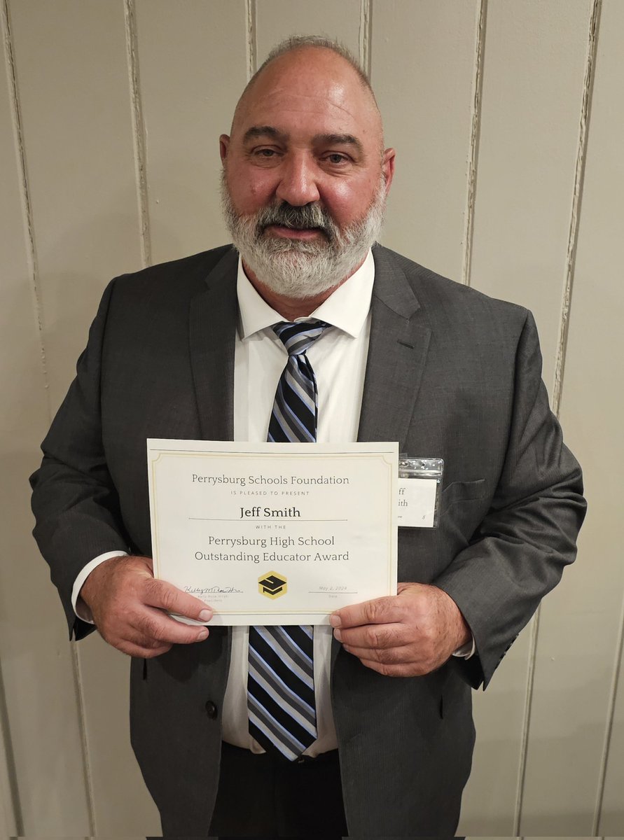 Congratulations to Mr. Jeff Smith, Perrysburg High School's Perrysburg Schools Foundation Outstanding Educator of the year for the 2023-24 school year! A sincere thank you for all that you do for our students and staff, Mr. Smith!🐝