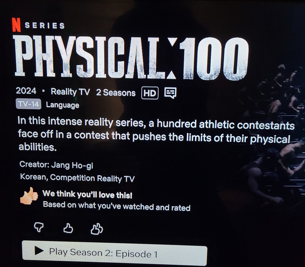 Season 1 of #Physical100 has been binge watched today.
I'll never have muscles that'll help lift a fucking 2 ton ship. 🤣
I thoroughly enjoyed watching this but could have used some cut down on the replaying the same thing 3 times in less than a minute.
