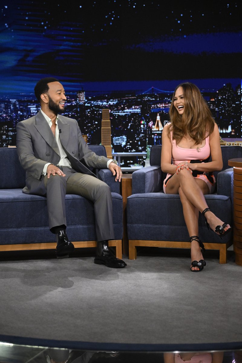.@chrissyteigen and @johnlegend are in the building to talk their new pet lifestyle brand Kismet! #FallonTonight