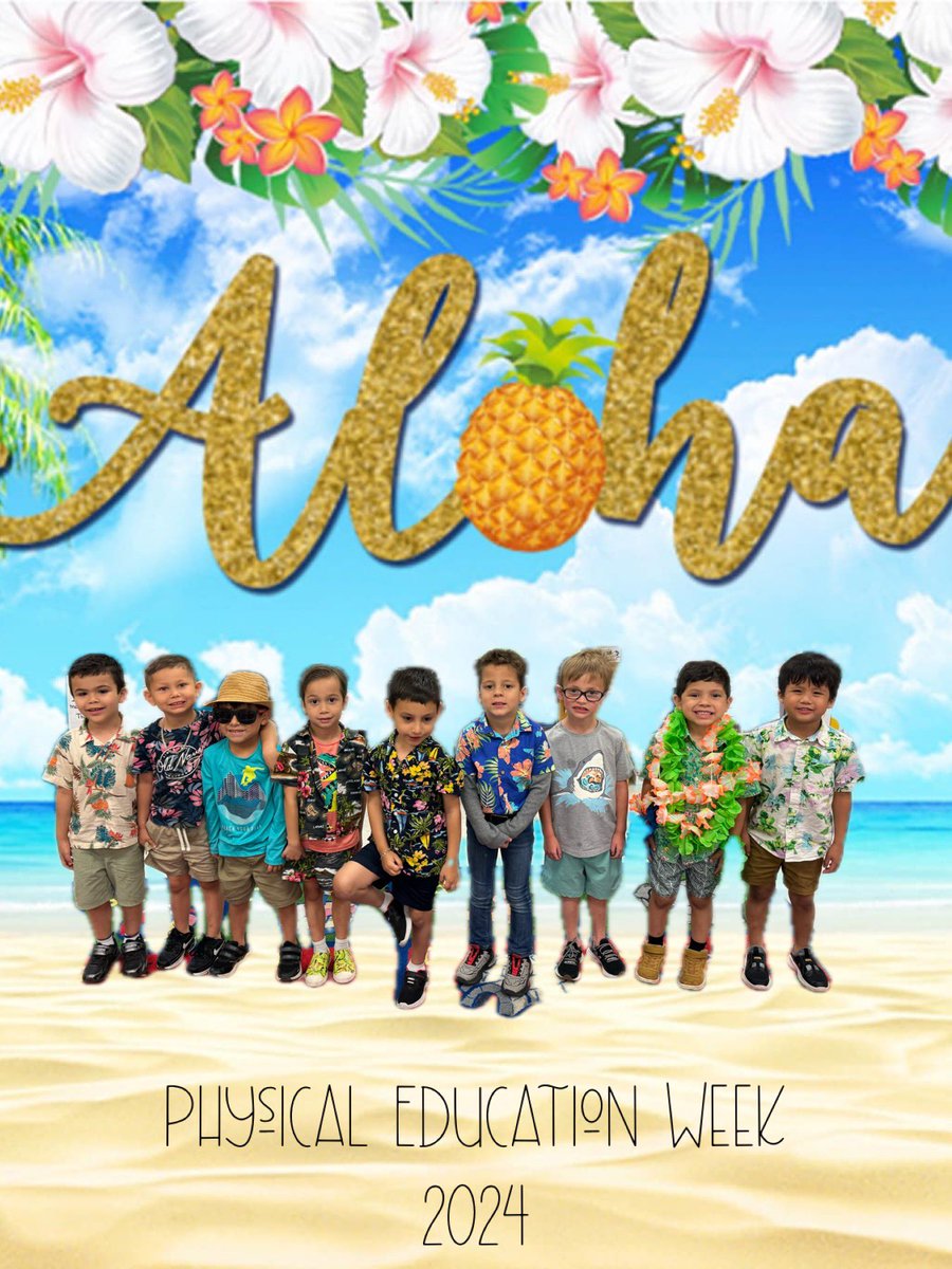 Day 4 of National Physical Education Week continues with wear your Hawaiian attire. Aloha PreK! 🍍🌺🏝️ @Rockets120 @McAllenISD #RocketPride #NationalPhysicalEducationWeek