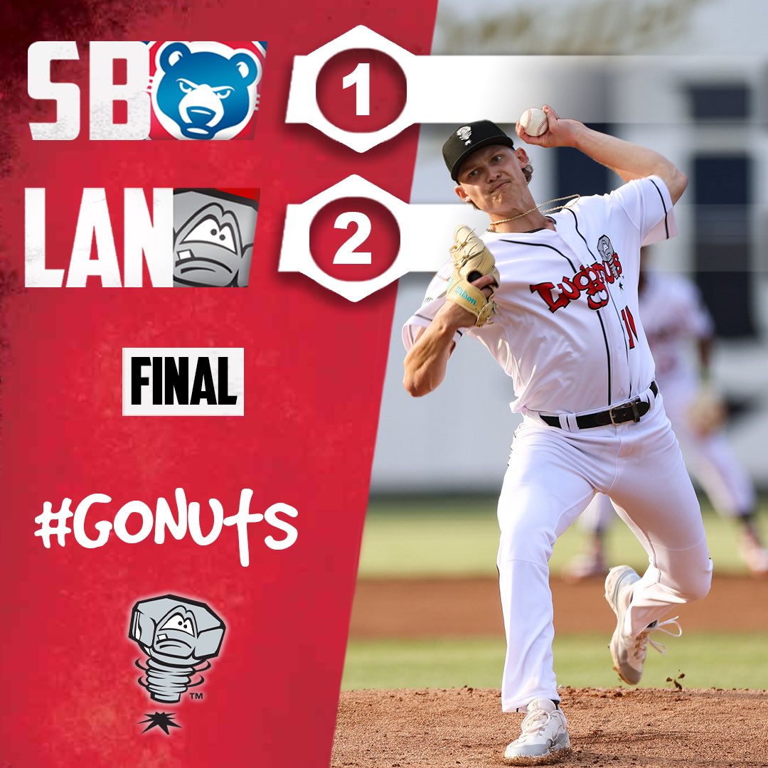 Hey South Bend what do you say? The Lugs have won today! 🔩 Will Johnston (W, 1-0): 6 IP, 2 H, 0 R, 6 K Blaze Pontes (H, 2): 3 IP, H, R, 2 K Hunter Breault (S, 1): 1 IP, H, BB, K Danny Bautista Jr: 2-3, 2B, RBI Cameron Masterman: 2-3, 2B