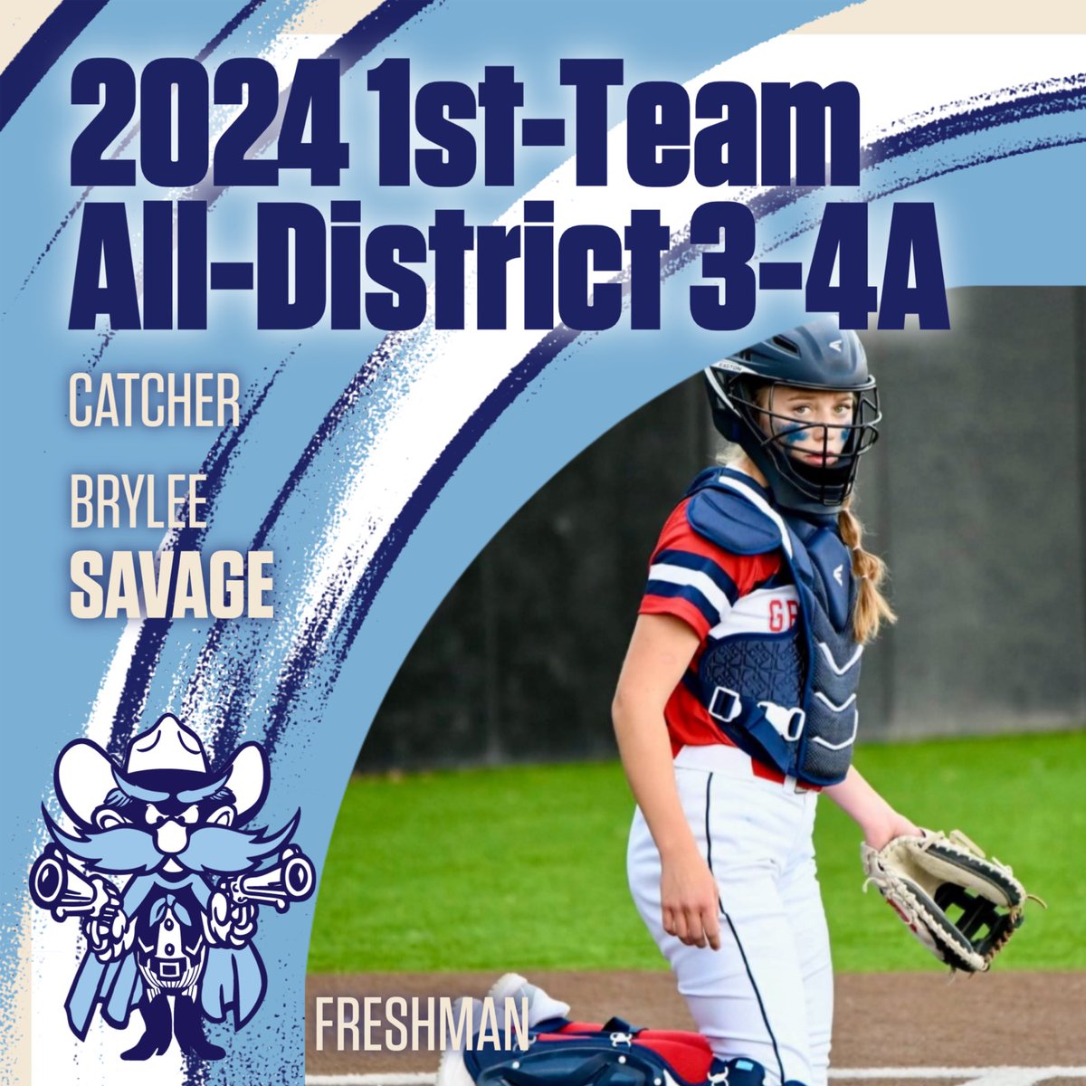 Congratulations to our Midland Greenwood freshman Brylee Savage on being selected 1st Team All-District Catcher in district 3-4A!  Great work!
#firecrackersoftball
#classof2027