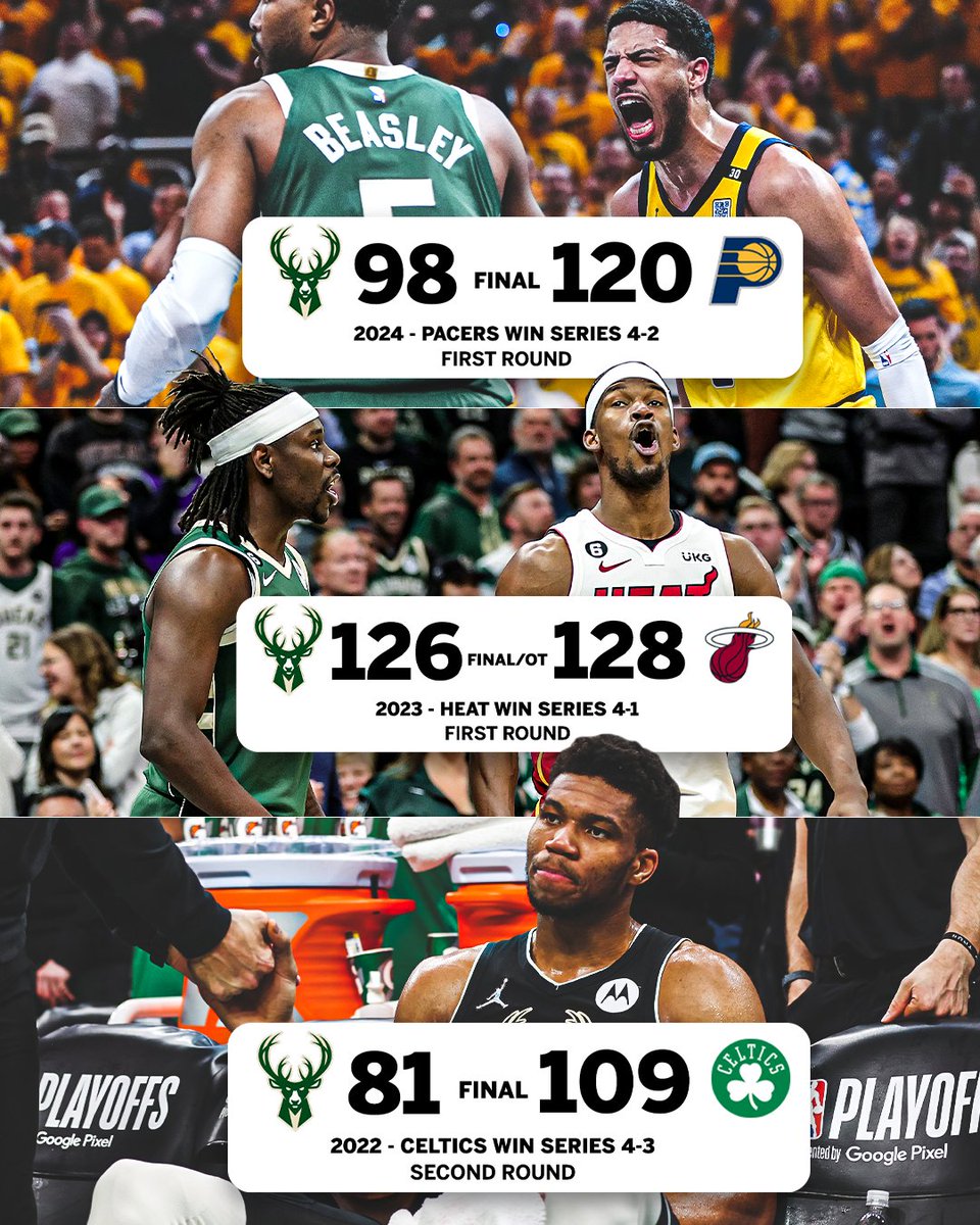 Since winning the NBA Finals, the Bucks have failed to make it past the second round in each of the last three seasons 😳