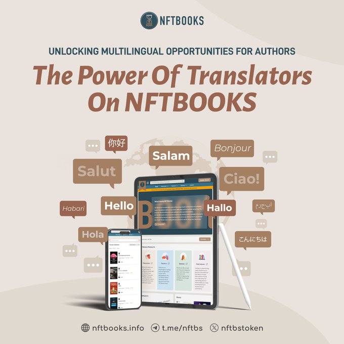 'Discover the power of 'Translators on NFTBOOKS' 📚✨ Authors, seize the opportunity to expand your global reach by offering multilingual versions of your books. With NFTBOOKS, you retain control over the translation process, ensuring the integrity of your work. Plus, enjoy…