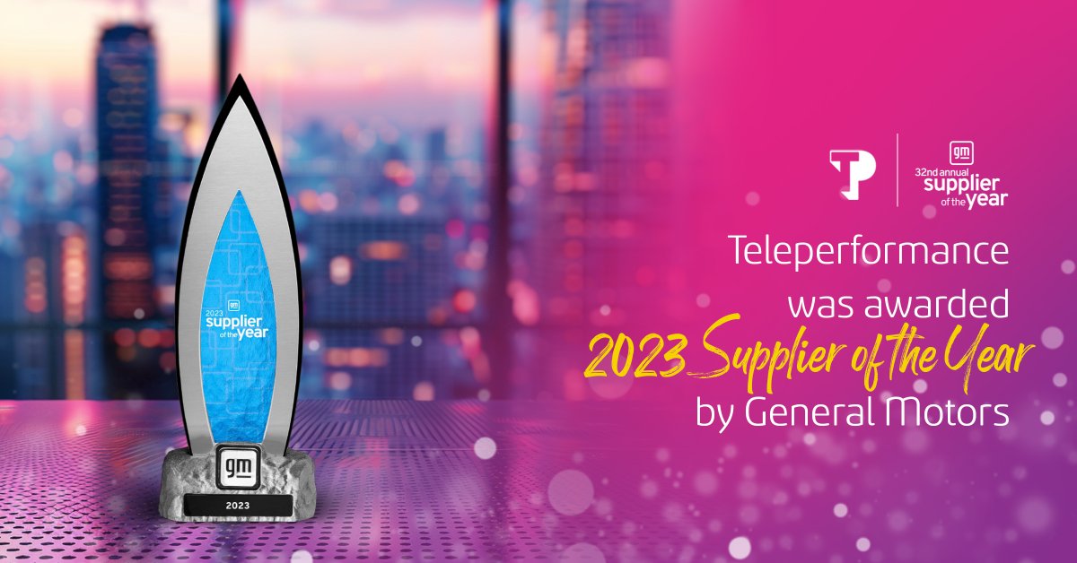 Teleperformance was awarded 2023 Supplier of the Year by GM, recognizing our partner performance, innovation, cultural alignment, and overall commitment to the client’s goals. Learn more in our blog: spr.ly/6011jzWBv #Proud2beTP #InspiredToBeTheBest