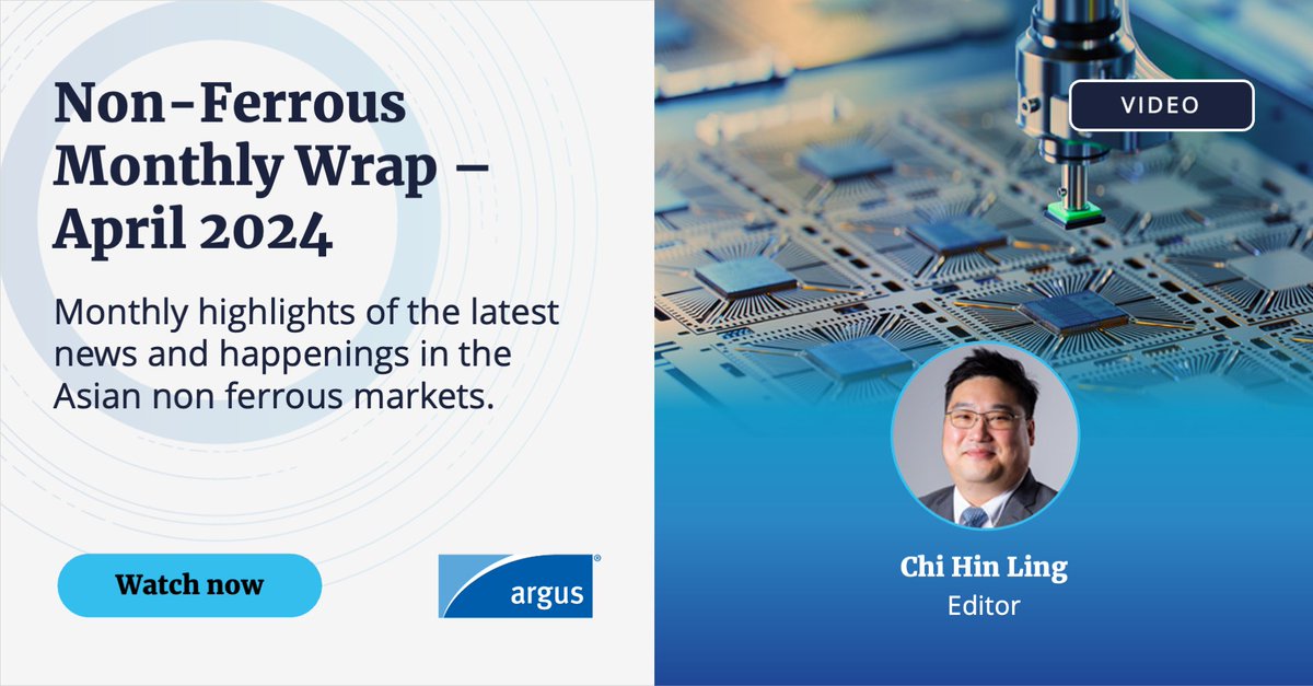 📹 In this month's market wrap, Asia #metals editor, Chi gives an update on the rebound in #batterymetal prices, discusses whether #rareearth prices are bottoming out and more: okt.to/uk2vAI | Sign up for updates: okt.to/XSQK1i |#ArgusMedia #nonferrous