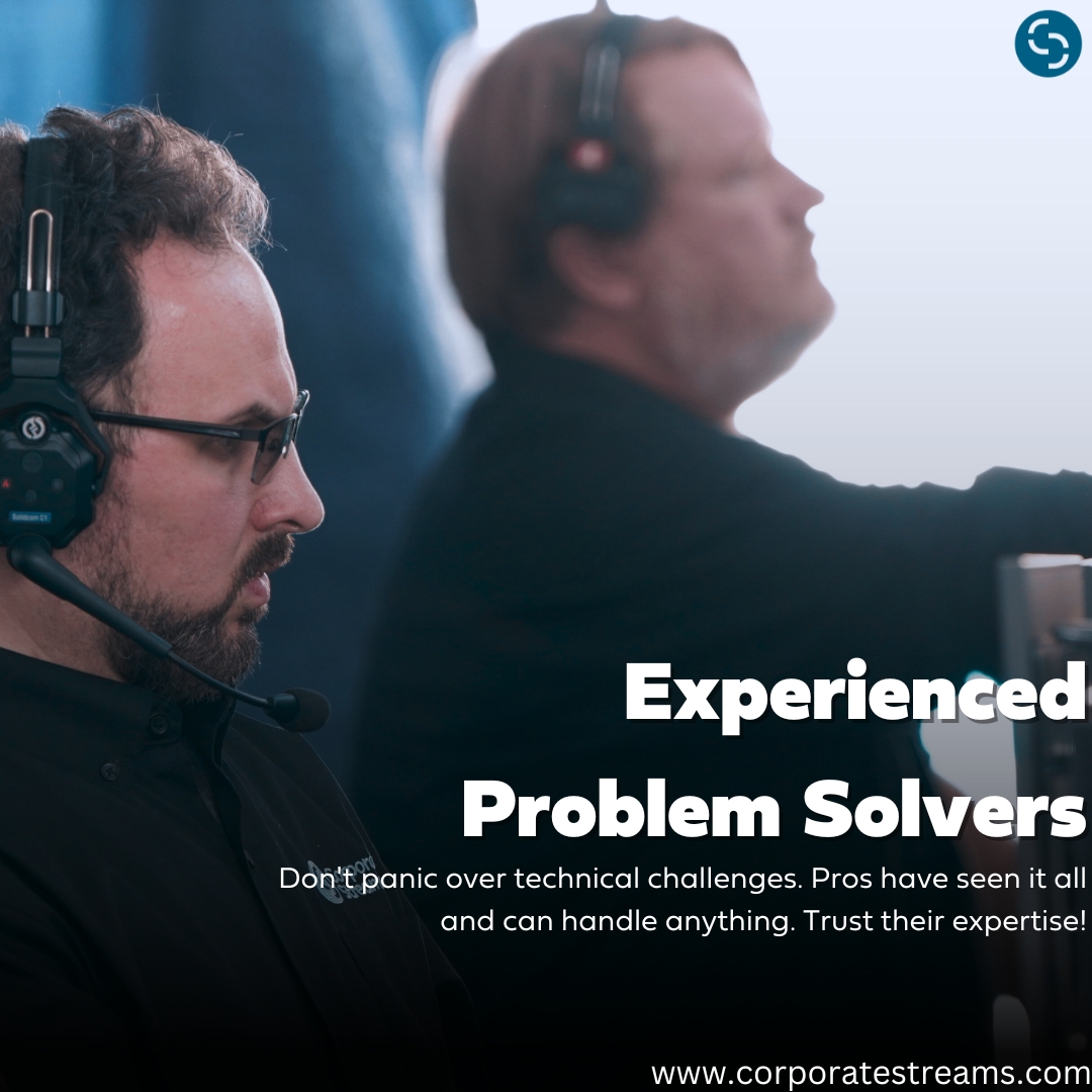 No More Panic! From minor hiccups to major challenges, professional live stream companies have seen it all. Trust their expertise to troubleshoot and solve any issues that arise.✅ #ProblemSolvers #PeaceOfMind  #StreamTeam #TechSolutions