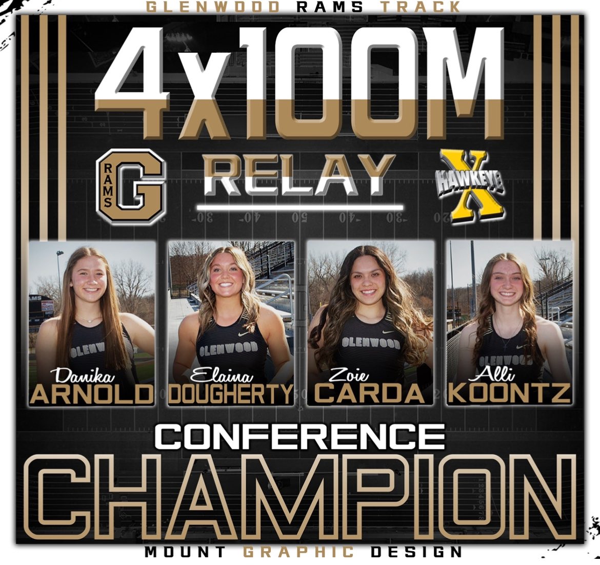 Danika Arnold, Elaina Dougherty, Zoie Carda &amp; Alli Koontz win the 4x1 H-10 Championship in 50.46! <a href="/GCHSGTF/">Glenwood Girls Track & Field</a>