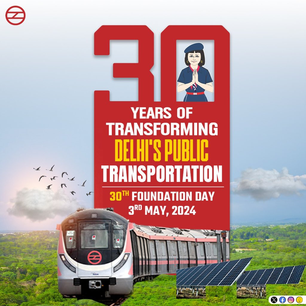 30 years of successfully transforming Delhi’s public transport. 

#30thFoundationDayOfDMRC #3Decades
#DelhiMetro