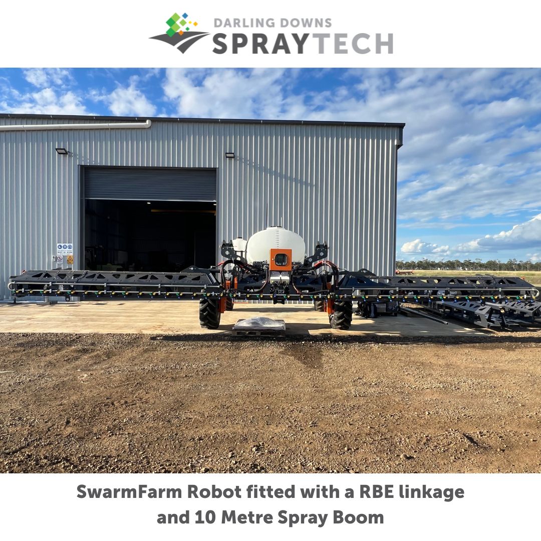 We’re excited to share our recent collaboration with RBE Precision Agriculture. 

We've fitted a <a href="/SwarmFarm/">SwarmFarm Robotics</a>  robot with an RBE linkage, 10-metre spray boom, and Weed-it cameras. 

This innovative tech is now in action at Collyblue in Springridge, NSW. 

#DarlingDownsSprayTech