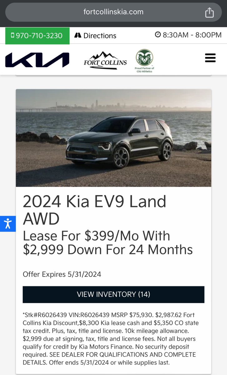 Crazy lease deals on EV9 Land from Fort Collins KIA! Very tempting replacement for my 3 LR lease 😏