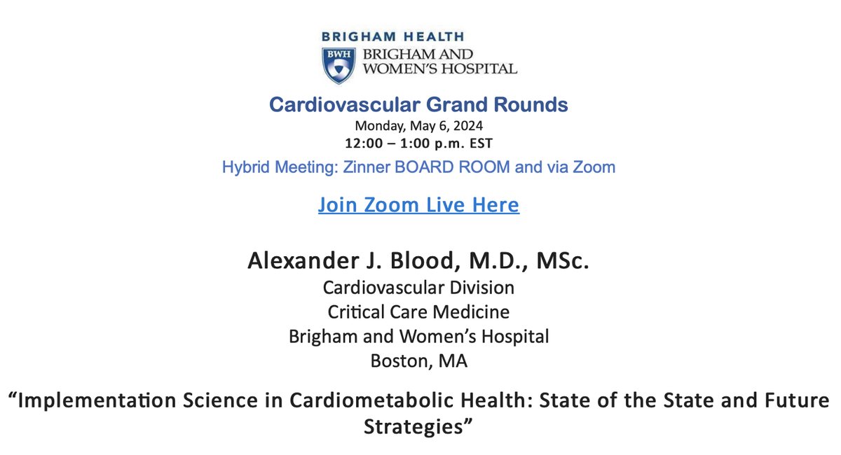 AJ Blood, MD, MS (@ajbloodmd) on Twitter photo Humbled to receive the invitation to give CV grand rounds at my home institution, <a href="/BrighamWomens/">Brigham and Women's Hospital</a> - a credit to my mentors & sponsors Peter Libby, @cpcannon <a href="/BScirica/">Ben Scirica</a>, Jorge Plutzky, the amazing fellows in our group <a href="/OzanUnluMD/">Ozan Unlu</a>, John Ostrominski, Shahzad Hassan & Humbled to receive the invitation to give CV grand rounds at my home institution, <a href="/BrighamWomens/">Brigham and Women's Hospital</a> - a credit to my mentors & sponsors Peter Libby, @cpcannon <a href="/BScirica/">Ben Scirica</a>, Jorge Plutzky, the amazing fellows in our group <a href="/OzanUnluMD/">Ozan Unlu</a>, John Ostrominski, Shahzad Hassan &