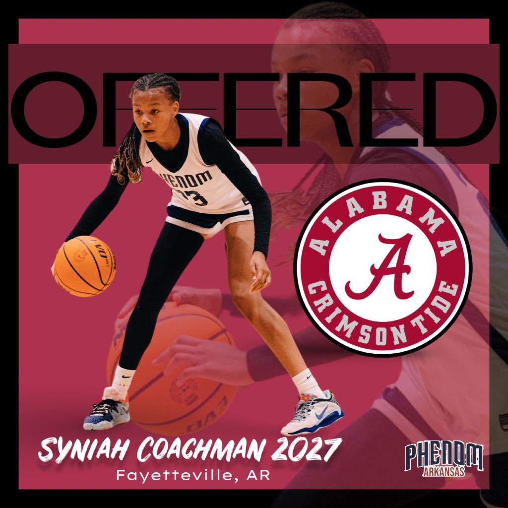 I am blessed to receive my 1st SEC offer from @AlabamaWBB ! So grateful for this opportunity! ❤️🤍 @CoachCurry @MOPhenomAR_2027 @FayBulldogsGBB