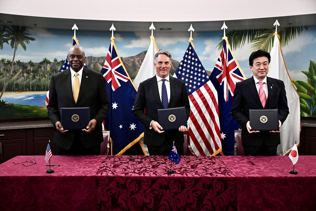 The United States, Australia, and Japan are continuing to deepen our trilateral cooperation in support of a free and open Indo-Pacific. That’s why I was proud to meet together with Deputy Prime Minister Marles and Minister Kihara in Hawaii today.