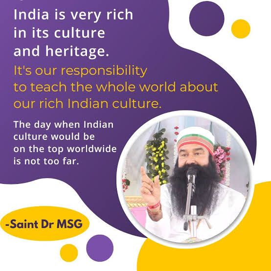 Saint Ram Rahim Ji always encourages everyone to adopt the values ​​of #IndianCulture. Indian culture is a great culture and life is divided into four stages in which a person can live a healthy and happy life.