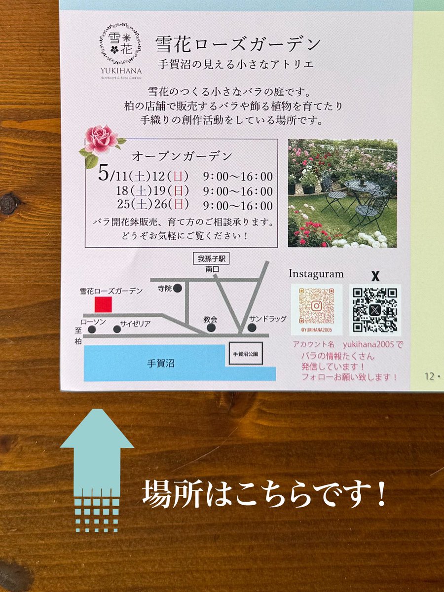 今日5/3（金）〜5/6（月）の4日間
雪花のローズガーデンにて
オープンガーデン&販売をいています🌹

バラが結構咲いてきていますので、バラを見にお気軽にお立ち寄り下さい✨

柏の店舗や手賀カフェさんで販売する前のバラがたくさんありますので、ぜひご覧下さい😊

場所は画像にございます！↓