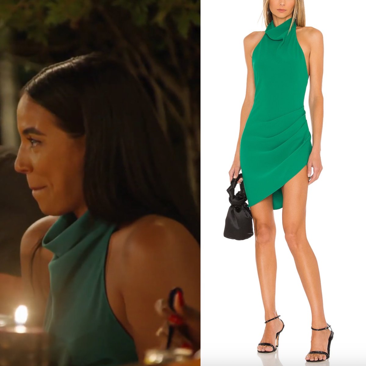 Halterneck Hottie // Get Details on Danielle Olivera's Green Halterneck Dress Here: bigblondehair.com/danielle-olive… #SummerHouse #DanielleOlivera