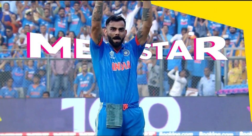 Virat Kohli in the Star Sports' promo for T20 World Cup 2024 with 'MEGASTAR' Caption.

- King Kohli, The Face of Cricket. 🐐