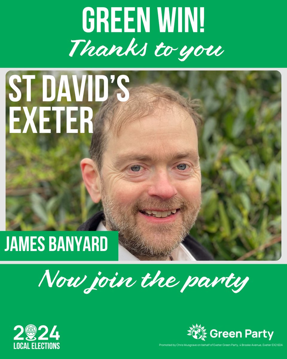 We retain our three councillors in St David's ward #Exeter with the election of the brilliant @JamesBanyard2