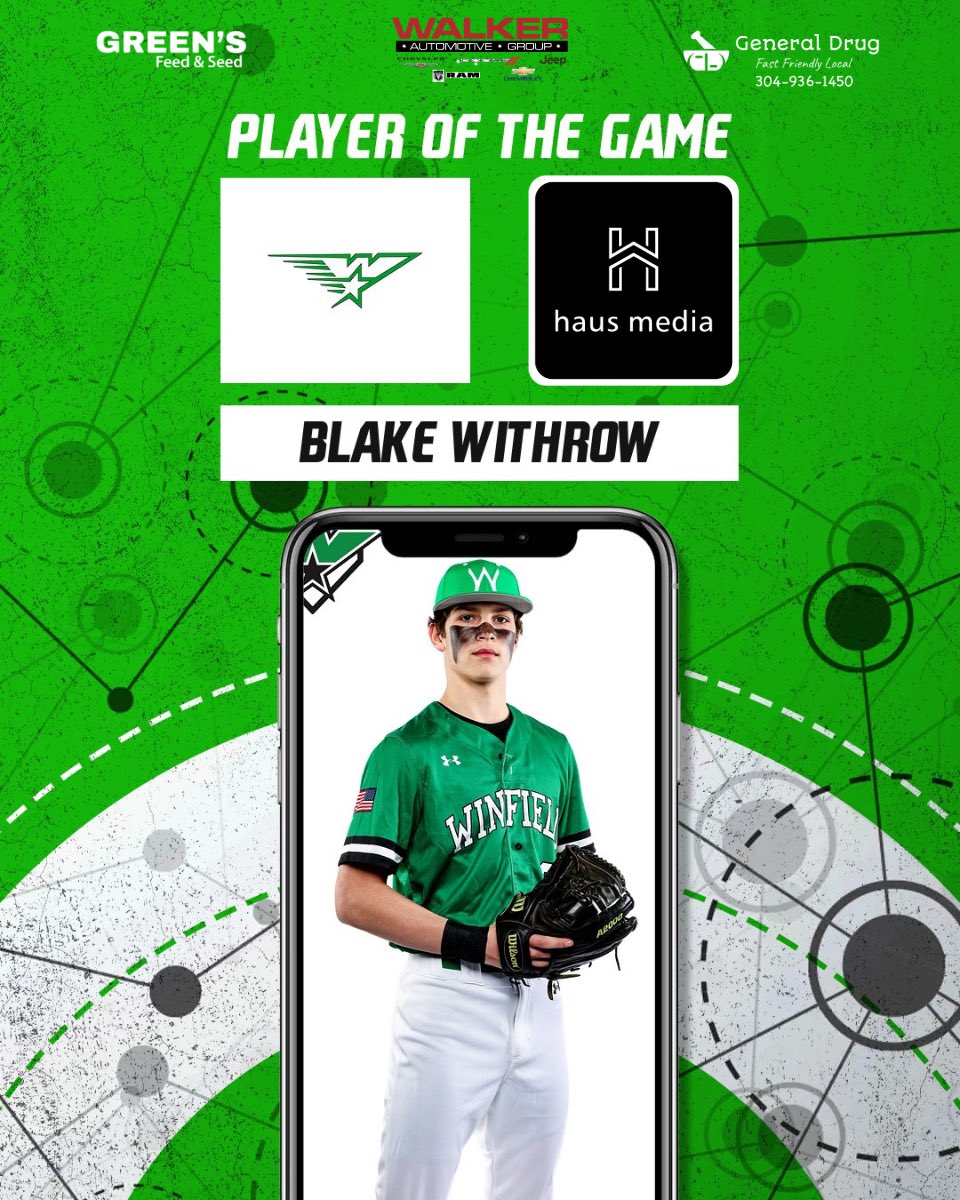 @haus_media Player of the Game goes to @WHSGensBaseball @BlakeWithrow33 who pitched 6.1 shutout innings, allowing 2 hits, and striking out 12 batters to help the Generals defeat Shady Spring 6-0‼️⚾️🔥 Sponsored By: @walkercdjrwv , Green’s Feed & Seed , General Drug