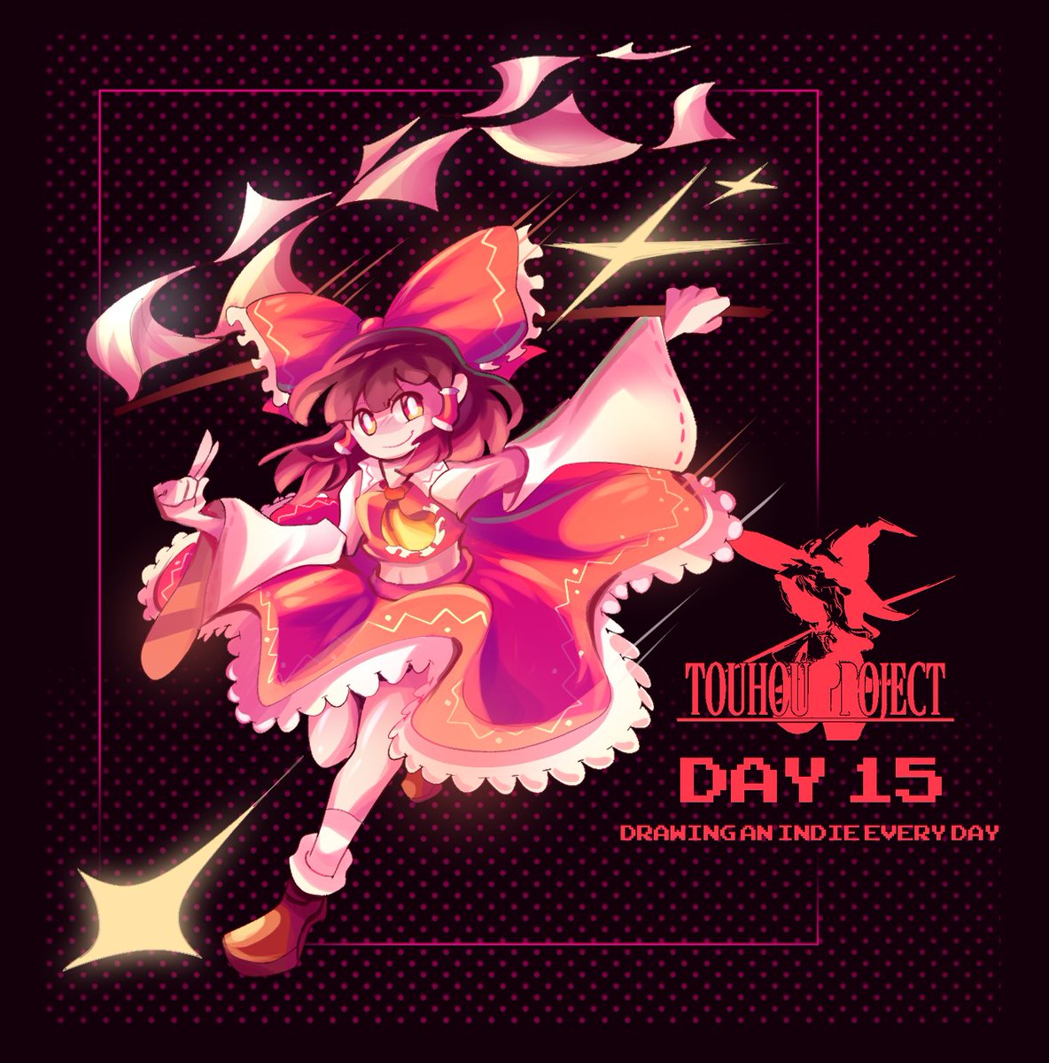 DRAWING AN INDIE EVERY DAY! Day 15: Reimu Hakurei.