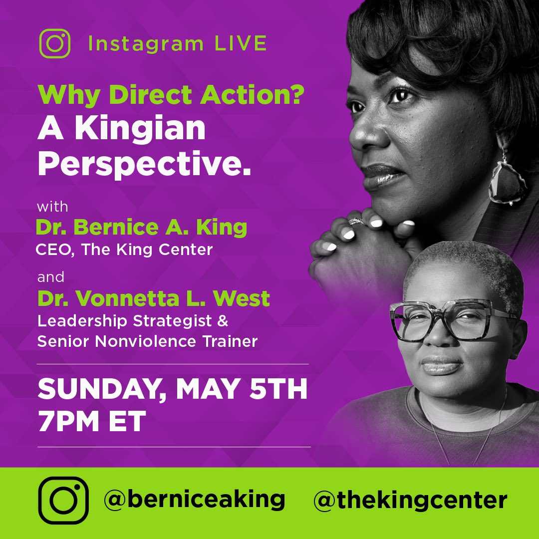 Discover the significance of direct action from a Kingian perspective with me and Dr. @VonnettaLWest. Join us this Sunday, May 5th, at 7 PM ET for an enlightening discussion. #DirectAction #KingianPerspective