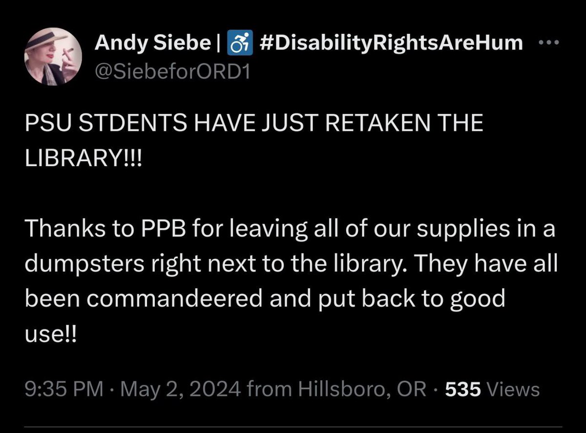 Breaking: Far-left rioters have re-stormed the @Portland_State library after police and cleaning crews left for the day. The library had been violently occupied since Monday by Antifa and other extremists, who said they did it for Palestine. Following a police raid this morning,…