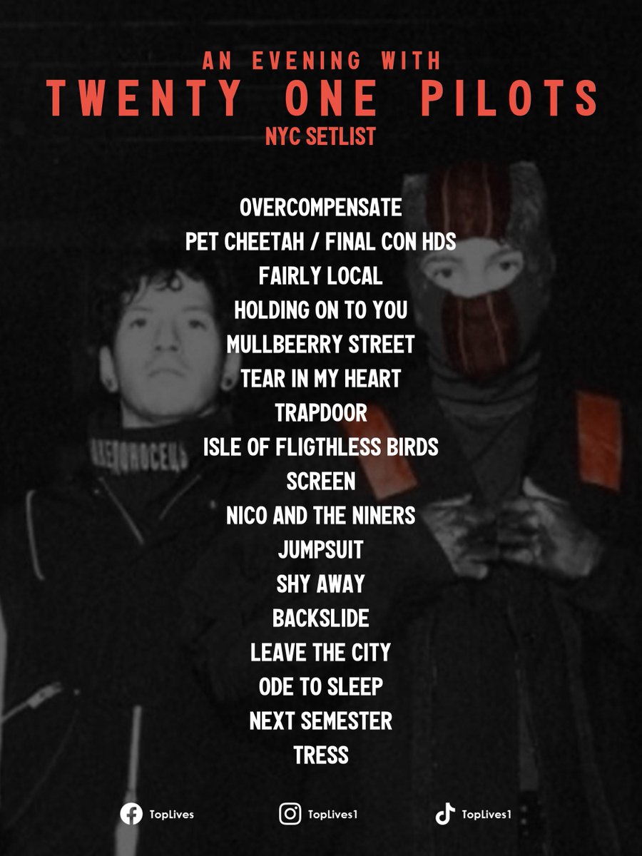 AN EVENING WITH TWENTY ONE PILOTS SETLIST